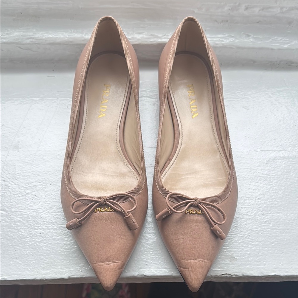 Prada Women's Tan Leather Ballet Flats (Size 40)